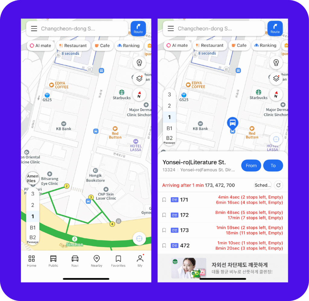 how to ride subway and bus in Korea - Bus Station in Kakaomap