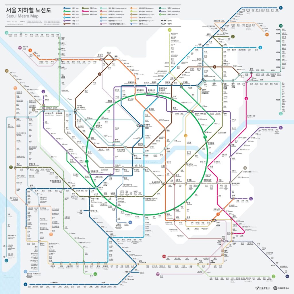 how to ride subway and bus in Korea - Seoul Metro Map
